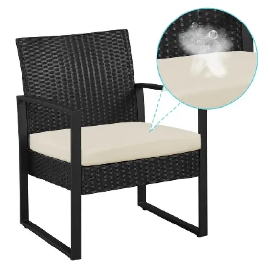 Yaheetech 3 Piece Patio Set Modern PE Bistro Furniture Conversation Sets image {6}