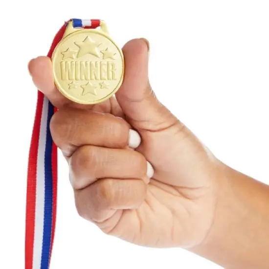 Juvale 24 Pack Gold Winner Medals for All Ages - Participation Awards with 15.3-Inch Neck Ribbon for Competitions (1.5 In) image {4}