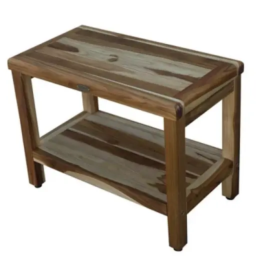 EcoDecors&reg; Eleganto&reg; 24" Teak Wood Shower Bench with Shelf in EarthyTeak Finish - Target Plus Natural 24"L x 13"D x 18"H image {2}