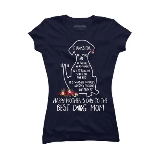 Junior's Design By Humans Happy Mothers Day Best Dog Mom Thanks By MiuMiuShop T-Shirt image {3}