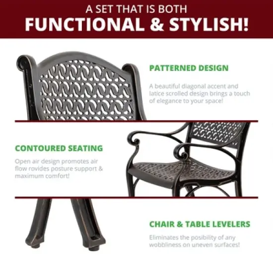 Kinger Home 5-Piece Outdoor Patio Dining Set for 4, Cast Aluminum Patio Furniture Table And Chairs with Cushions image {4}