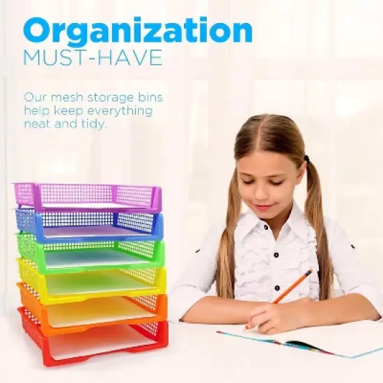 4E's Novelty Stackable Paper Trays: 6 pcs per pack, Classroom Organizer, Plastic Task Box, Classroom Storage, Pencil Tray, Container for Erasers image {4}