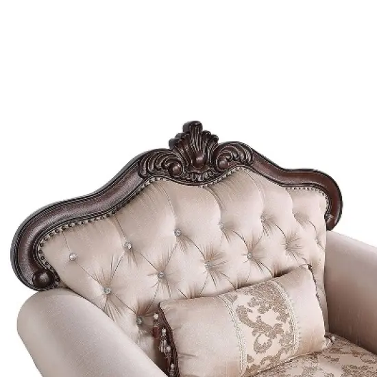 HOMES: Inside + Out Alsace Arm Chair Traditional Button Tufted Dark Cherry/Light Brown image {7}