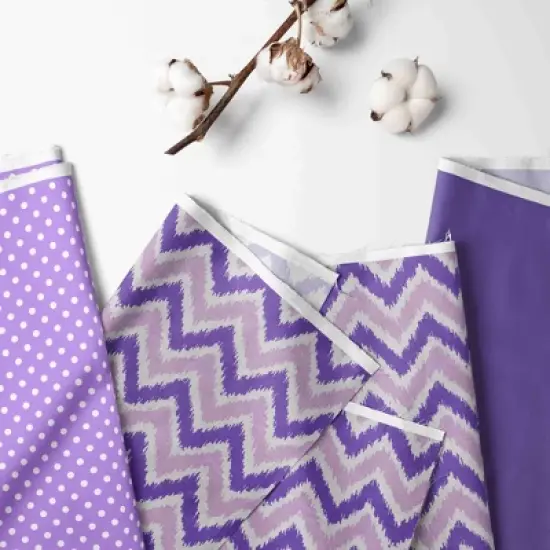 Bacati - Mix n Match Chevron/Dots Long Crib Rail Guard Cover Purple image {2}