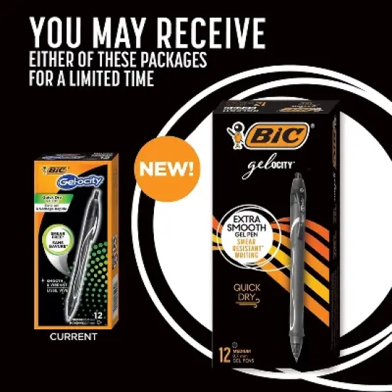 BIC Gel-ocity Quick Dry Retractable Gel Black Ink Medium 1 Dozen RGLCG11BK image {8}