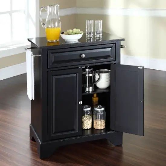 Lafayette Black Granite Top Portable Kitchen Island/Cart - Crosley image {2}