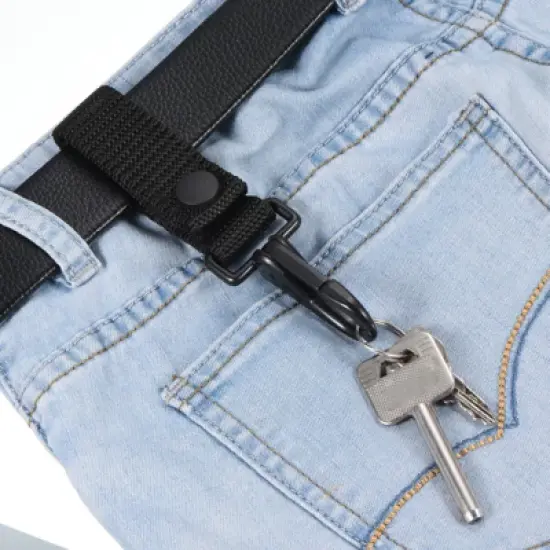 Unique Bargains Belt Keeper Set Nylon Webbing Strap Loop Key Holder with Snaps for Belt Security Fixing Black 5Pcs image {4}