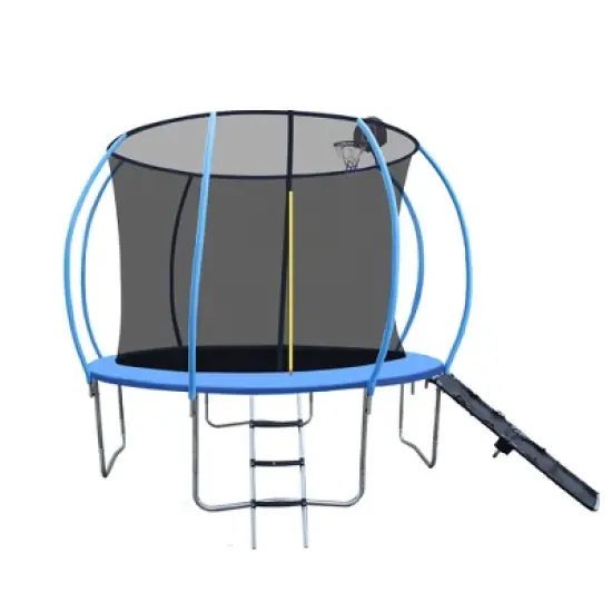 QingMoon 12FT Pumpkin-shaped Trampoline Comes With 18-inch mini Backboard And Slide A great Choice For Your Own Backyard Amusement Park image {7}