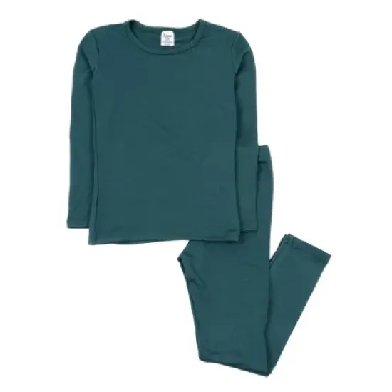 Leveret Kids Two Piece Boho Solid Color Thermal Pajamas image {4}