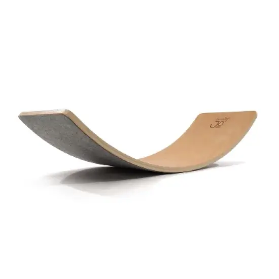 JumpOff Jo &ndash; Wooden Wobble Balance Board - Montessori Gym Natural Wood Rocker Board with Felt, for Kids and Toddlers &ndash; 11.5 in x 32 in x 7.5 in image {1}
