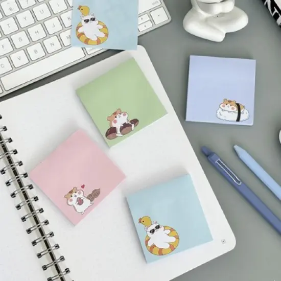 Wrapables Cute and Funny Animal Sticky Notes, Adhesive Memo Notepads for Home, Office, Work, Funny Chipmunks 4pc image {5}