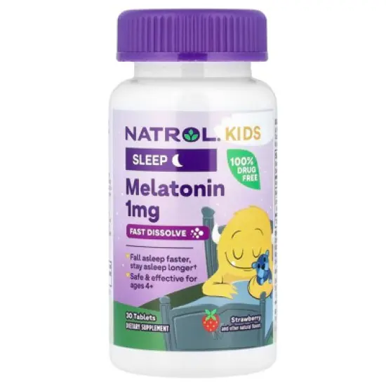 Natrol Kids, Melatonin, Ages 4+, Strawberry, 30 Tablets image {2}