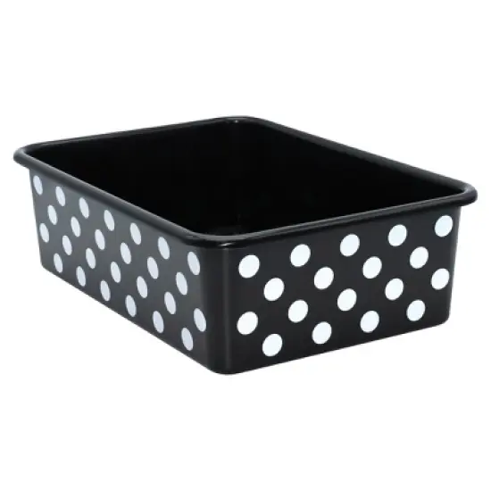 Teacher Created Resources&reg; White Polka Dots on Black Large Plastic Storage Bin image {1}