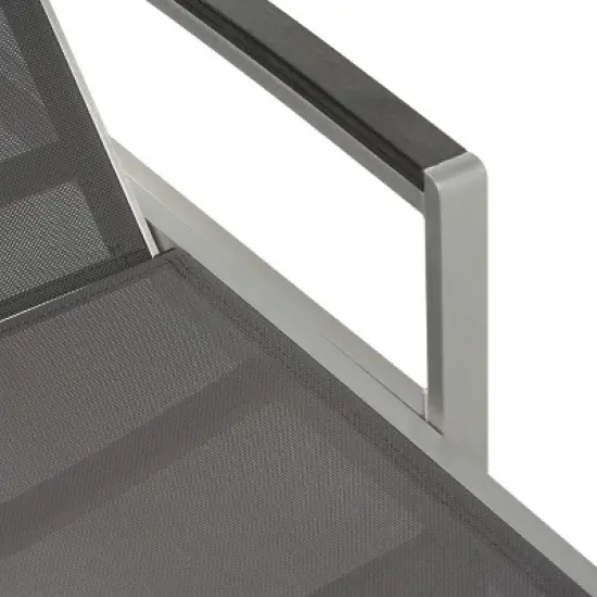 Christopher Knight Home Plantn Outdoor Modern Gray Mesh and Aluminum Adjutstable Chaise Lounge, Black/Natural image {7}