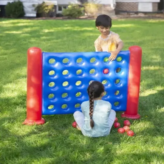 HearthSong Kids' Jumbo 4-Foot Inflatable 4-in-a-Row Sorting and Strategy Game with Board and 30 Balls image {1}