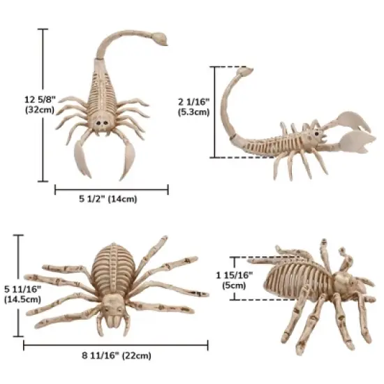 Yescom 2 Pcs Spider and 2 Pcs Scorpion Skeletons Halloween Decor Waterproof Plastic Yard Props 2025 image {8}