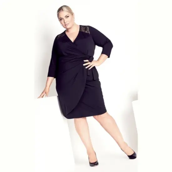 Women's Plus Size Deanna Wrap Lace Dress - black | AVENUE image {5}