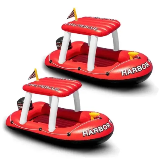 Zone Tech Inflatable Fire Boat for Kids with Water Squirter Toy Fire Rescue Theme image {7}