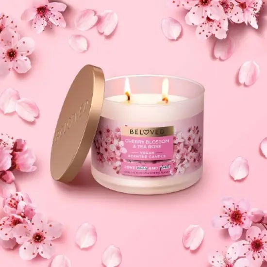 Beloved Cherry Blossom & Tea Rose 2-Wick Vegan Candle - 11.5oz image {4}