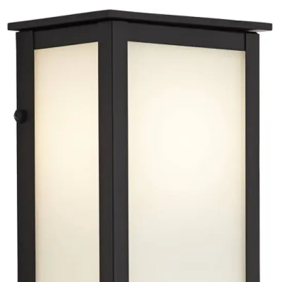 John Timberland Modern Outdoor Wall Light Fixtures Set of 2 Black 12 3/4" Milky White Glass Panels for Post Exterior Barn Deck image {2}
