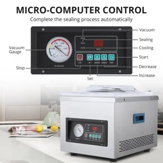 Vacuum Sealer, Professional Chamber Sealer - Automatic 10.2'' Width Stainless Steel Food Packaging Machine for Home & Commercial image {5}