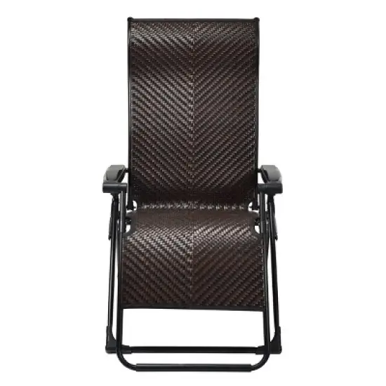 Tangkula Patio Rattan Wicker Recliner Chair Zero Gravity Folding Chaise Lounger image {1}