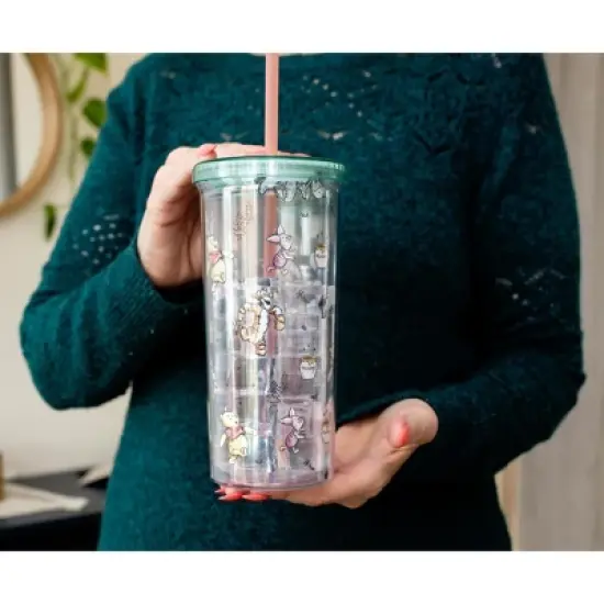 Silver Buffalo Disney Winnie the Pooh Character Toss Acrylic Carnival Cup with Lid and Straw image {2}