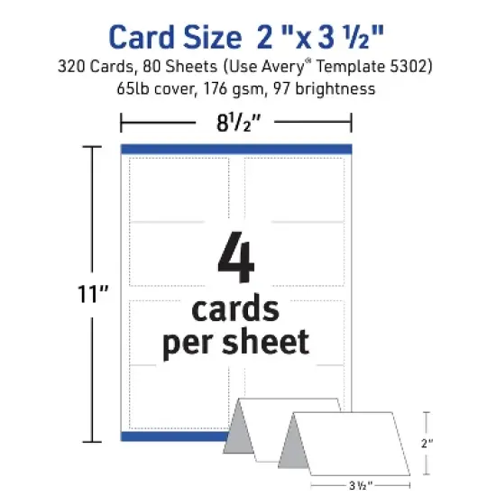 Avery Tent Cards, 2" x 3.5", White, 2-Pack, 320 Cards Total (5812) image {3}