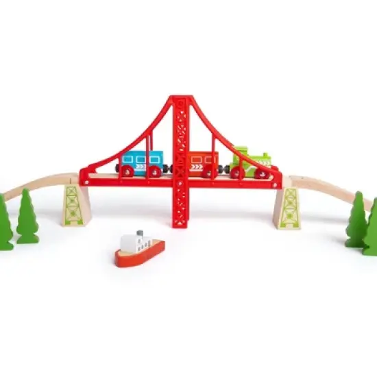 Bigjigs Rail Double Suspension Bridge Wooden Railway Train Set Accessory image {7}