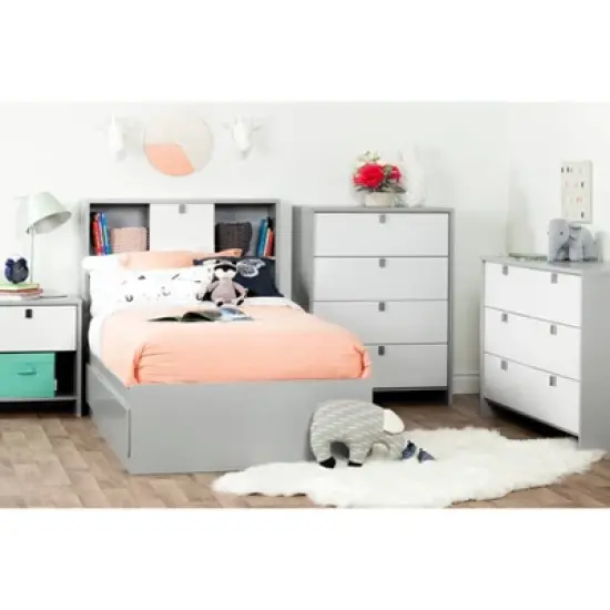 Cookie 4-Drawer Chest  Soft Gray and Pure White  - South Shore image {3}