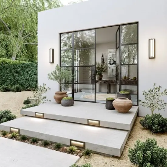 Possini Euro Design Belfonte Modern Outdoor Wall Light Fixture Bronze LED 16 1/4" White Glass for Post Exterior Barn Deck House Porch Yard Patio Home image {6}