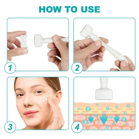 YEVYO Microneedles Derma Roller - Microneedling Stamp 0.25 mm, Micro Needle Skin Care Tool for Men and Women Home Use - White image {5}