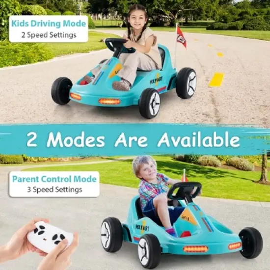 Costway 12V Kids Electric Go Kart 7AH Battery Powered Ride on Race Toy with Remote Control Blue/Red/White image {3}
