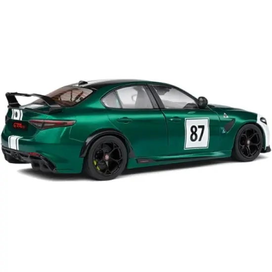 2021 Alfa Romeo Giulia GTA M #87 Green Metallic w/Carbon Top & White Stripes "Nurburgring 1973" 1/18 Diecast Model Car by Solido image {4}