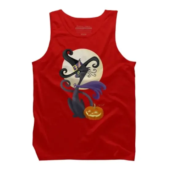 Men's Design By Humans Bewitching Black Halloween Kitty Cat By LittleBunnySunshine Tank Top image {5}
