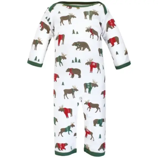 Hudson Baby Infant Boy Cotton Coveralls, Moose Be Christmas image {4}