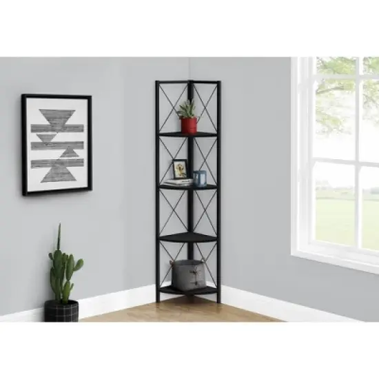 59.25" 4 Tier Mix Material X Design Etagere Bookcase - EveryRoom image {1}
