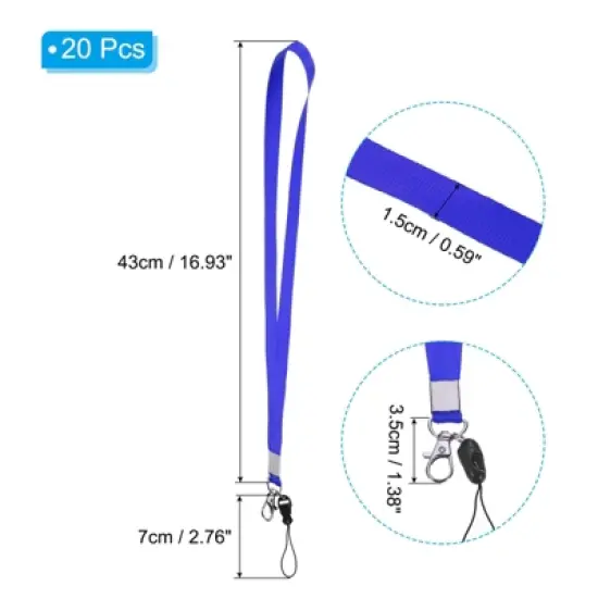 Unique Bargains Polyester Wear-resistant Name Tag Neck Lanyards with Hook 20 Pcs image {1}