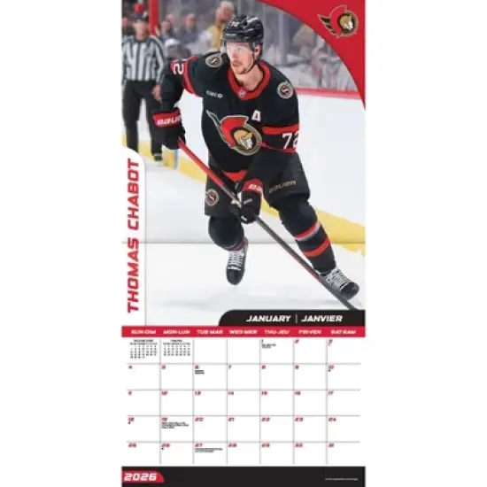 Trends International 2026 Ottawa Senators Bilingual French 12"x12" Wall Calendar image {1}