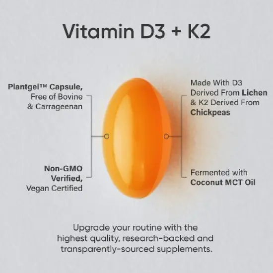 Sports Research D3 + K2, Plant-Based, 30 Veggie Softgels image {2}
