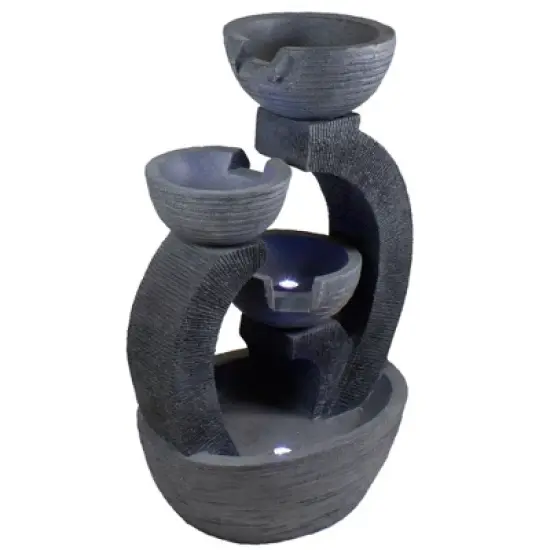 Northlight 31.5" Black Lighted Three-tier Outdoor Garden Water Fountain image {5}