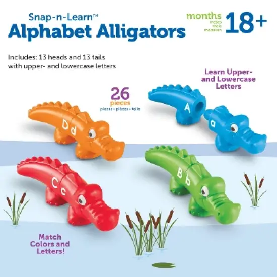 Learning Resources Snap N Learn Alphabet Alligators, 26 Double-Sided Pieces, Ages 18 mos+ image {3}
