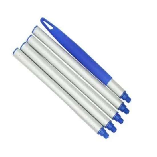 Pool Central Aluminum Swimming Pool Straight Extension Pole for Skimmers 5pc 4' - Silver/Blue image {1}