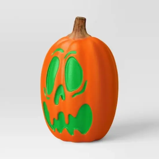 16" Lit Pumpkin Scared Jack Halloween Decorative Prop with Timer - Hyde and EEK! Boutique&trade; image {2}