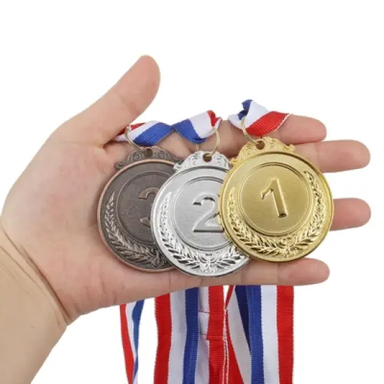 Unique Bargains Zinc Alloy Corrosion-resistant Strong Durable Award Medals Gold Silver Bronze 6 Pcs image {4}