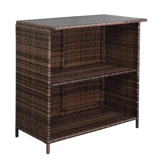 3-Piece Wicker Outdoor Serving Bar Set image {2}