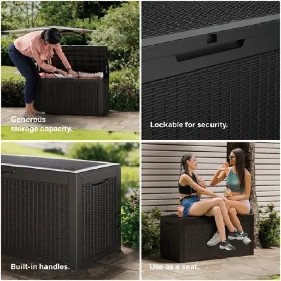 Yardgrace 30/45/80/100 Gallon Weather Resistant Storage and Seating Outdoor Deck Box image {12}
