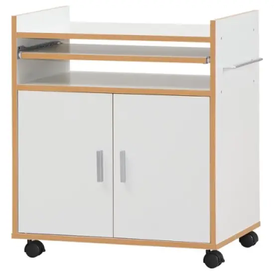 Costway Rolling Kitchen Trolley Microwave Cart Storage Cabinet W/ Removable Shelf White image {9}