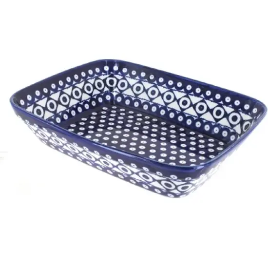 Blue Rose Polish Pottery 1351 Zaklady Large Deep Baker image {6}