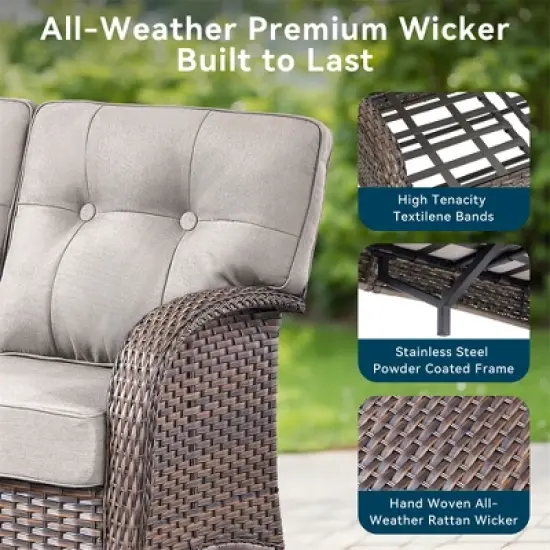 Gymojoy Outdoor Patio Couch PE Wicker 3-Seat Rattan Sofa image {4}